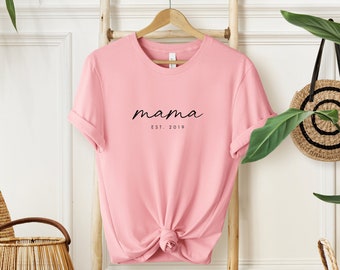 Personalized Mama Shirt | New Mom Tshirt | Minimalist Mama Est T Shirt | Custom Mom Shirt | Color Choices Available | SKU: M001