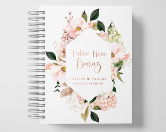 Wedding Planner Book Personalized | Engagement Gifts | Blush and Rose Gold | Color Choices Available | 6 x 9 inches | Design: P032