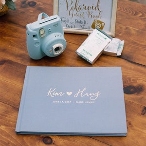 Wedding Guest Book | Dusty Blue and Gold | 50 Sheets of Paper | Color Choices Available | Design: 014