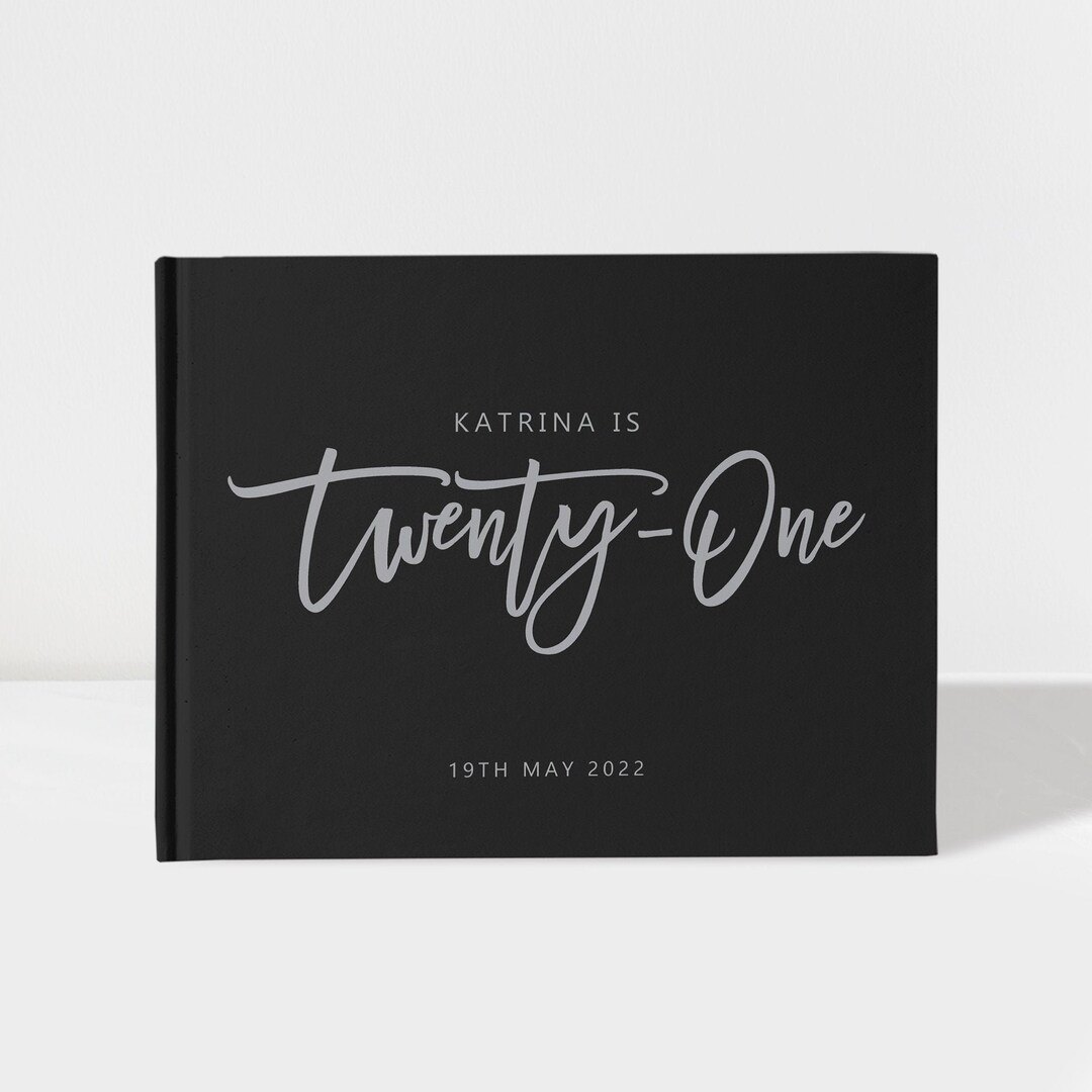 21st Birthday Guest Book Custom, Birthday Sign in Book, Black With Silver Foil Guest Book, Color