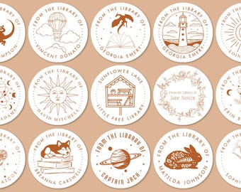 Bookplate Name Sticker Set, Custom Book Plate Labels, Little Free Street Library, Reader Gift