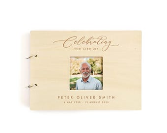 Funeral Guest Book with Photo, Celebration of Life Book Personalised, Memorial Service Sign In