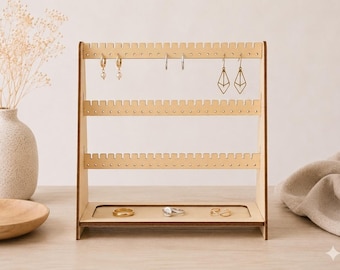 Personalised Wooden Jewellery Holder Stand for Earrings, Rings and Necklaces