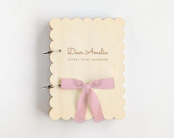 Personalised Letters to My Daughter Book, Wooden Keepsake Journal, Custom Name Memory Scrapbook Gift