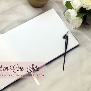 Wedding Guest Book Navy Blue and White 50 Sheets of Paper Color Choices Available Design: PBL008 image 8