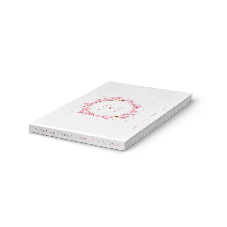 Wedding Guest Book Spring Sakura Cherry Blossom Rose Gold Foil 50 Sheets of Paper Color Choices Available Design: PBL214 image 2