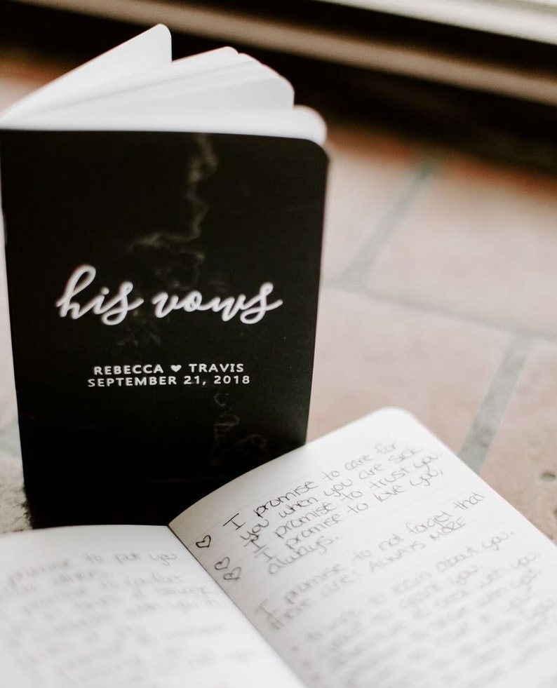 Vow Books Set of 2 Her Vows His Vows Marble and Gold Etsy