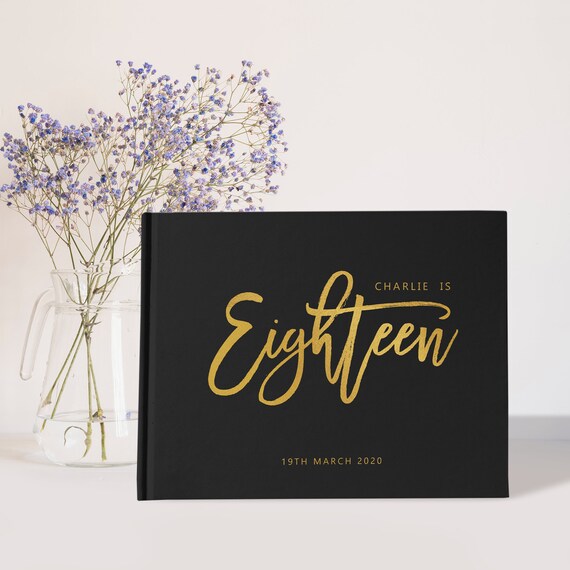 18th Birthday Guest Book Eighteenth Birthday Guestbook Black Etsy