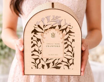 Personalised Wedding Wishing Well Box Engraved, Custom Welcome Table Wooden Card Storage, Reception Decoration