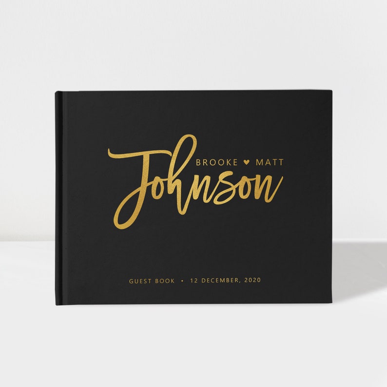Wedding Guest Book Black and Gold 100 Pages Color Etsy