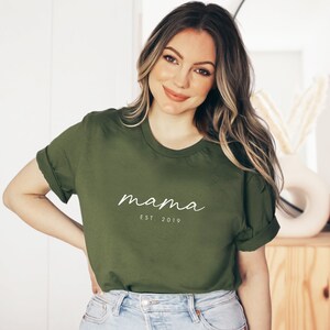 Personalized Mama Shirt New Mom Tshirt Minimalist Mama Est T Shirt Custom Mom Shirt Color Choices Available SKU: M001 image 4