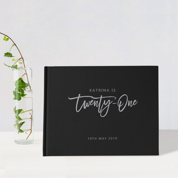 21st Birthday Guest Book Custom Birthday Sign In Book Black Etsy