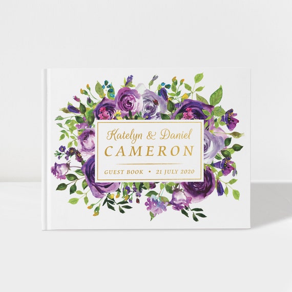 Purple & Silver Polaroid Guestbook Personalised Wedding Sign 