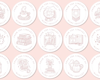 Personalised Cosy Bookplate Labels, Custom Illustrated Book Stickers for Home, School, or Street Library