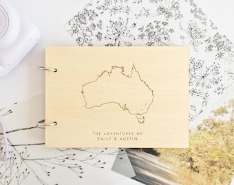 Personalised Australia Map Travel Scrapbook, Caravan Adventure Album, Road Trip Memory Journal