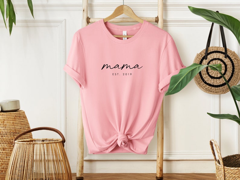 Personalized Mama Shirt New Mom Tshirt Minimalist Mama Est T Shirt Custom Mom Shirt Color Choices Available SKU: M001 image 1