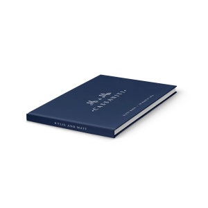 Wedding Guest Book Navy Blue and White 50 Sheets of Paper Color Choices Available Design: PBL008 image 2