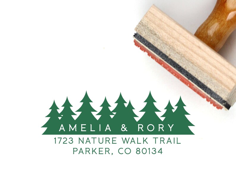 Pine Tree Stamp Return Address Self Ink Rustic 1 x 2.5 inches STA007 Return Address Stamp Tree