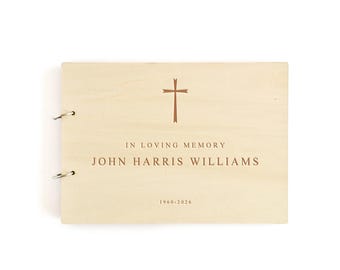 Personalised Church Funeral Guest Book, Christian Memorial Service Guestbook Custom, Celebration of Life Cross
