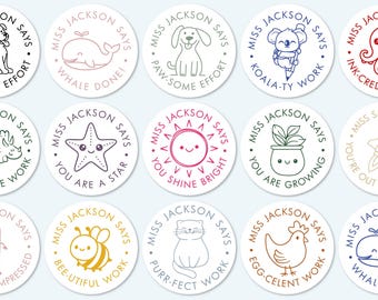 Set of 100 Personalized Teacher Reward Stickers, Classroom Feedback Labels, Student Motivation Praise
