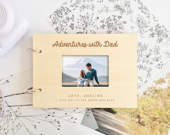 Adventures with Dad Scrapbook Personalized, Father's Day Engraved Wood Gift, Album for New Dad