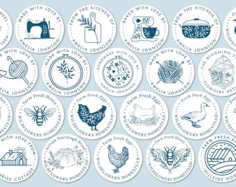Custom Logo Stickers Small Business, Personalized Round Packaging Seals, Farmhouse Produce Labels, Handmade Branding