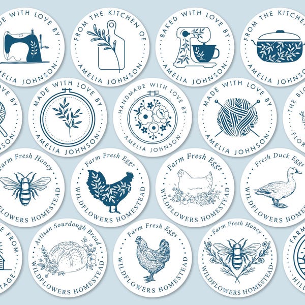 Pegatinas con logotipos personalizados para pequeñas empresas, sellos redondos personalizados para embalaje, etiquetas para productos agrícolas de estilo rústico, marcas artesanales.