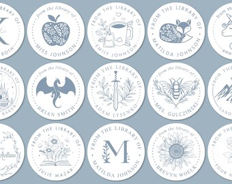 Personalised Book Plate Labels, Custom From the Library Book Stickers, Ex Libris Bookish Gift
