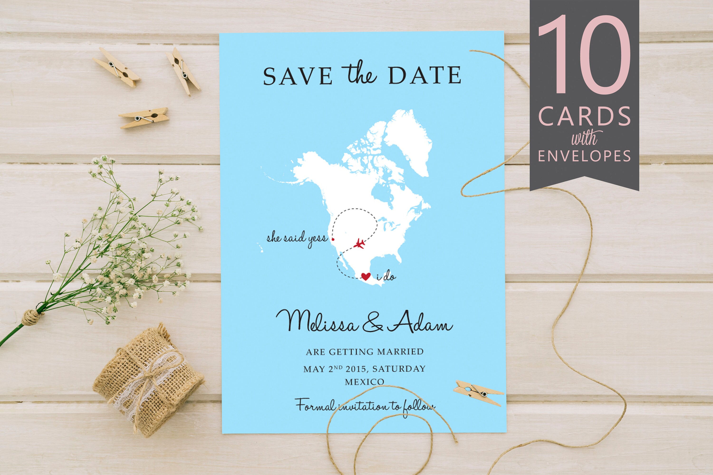 Wedding Map Save The Date Destination Wedding Save The Date Etsy