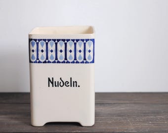 Vintage German Ceramic Canister "Nudeln" – MCM Farmhouse Kitchen Jar (No Lid)