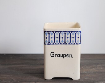 Vintage German Ceramic Canister "Graupen" – MCM Farmhouse Kitchen Vase