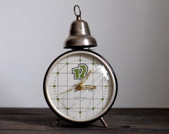 Vintage alarm clock - soviet retro clock - damaged glass