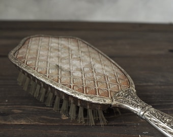 Vintage Ornate Hairbrush, Nylon Bristles, Made in USA