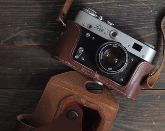 WORKING Vintage FED 3 Soviet Rangefinder Camera - 1960s USSR Film Camera - Industar-61 2.8/53 Lens - With Original Leather Case