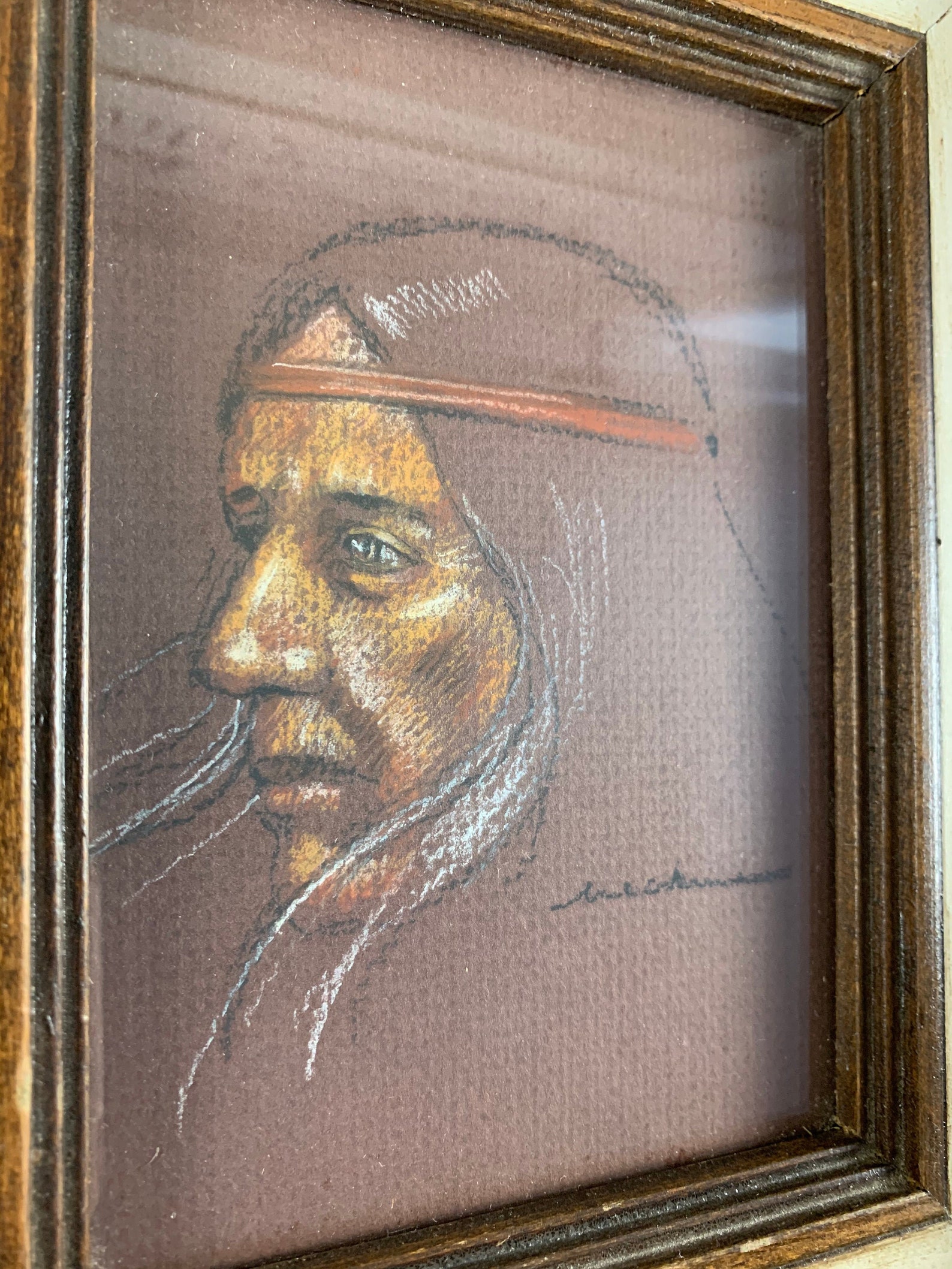 Vintage Original Native American Indian Charcoal & Chalk Etsy Hong Kong