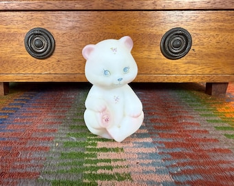 Fenton Romantic Country Berries Satin Glass Bear