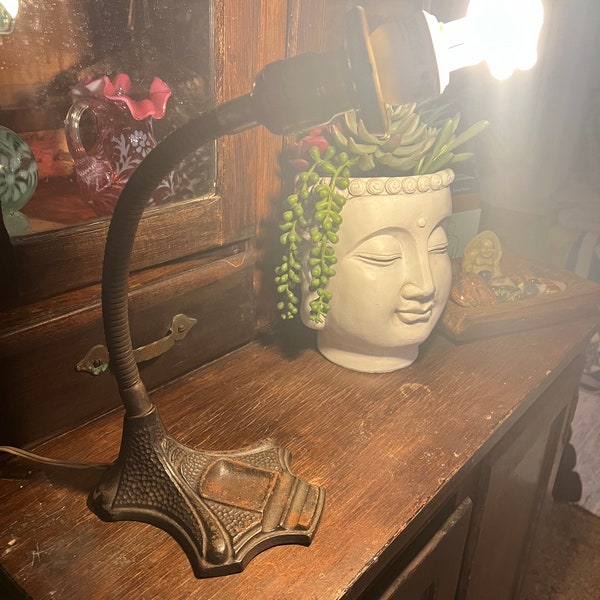 Cast Iron Base Gooseneck Desk Lamp 1940's