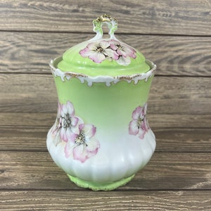 Wheelock Austria Hand Painted Porcelain Covered Biscuit Jar