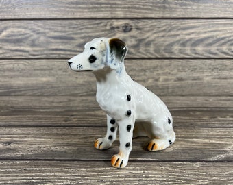 Figura de perro dálmata de cerámica antigua de 5"