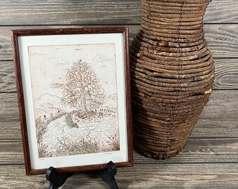 Vtg firmado LE Pen Lápiz Litho
