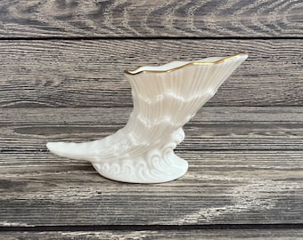 Minijarrón Cornucopia de porcelana Lenox en oro de 24 quilates fabricado en EE. UU.