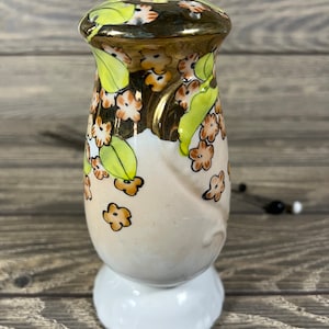Antique Hand Painted Sugar Shaker Nippon Orange Green Gold Muffineer