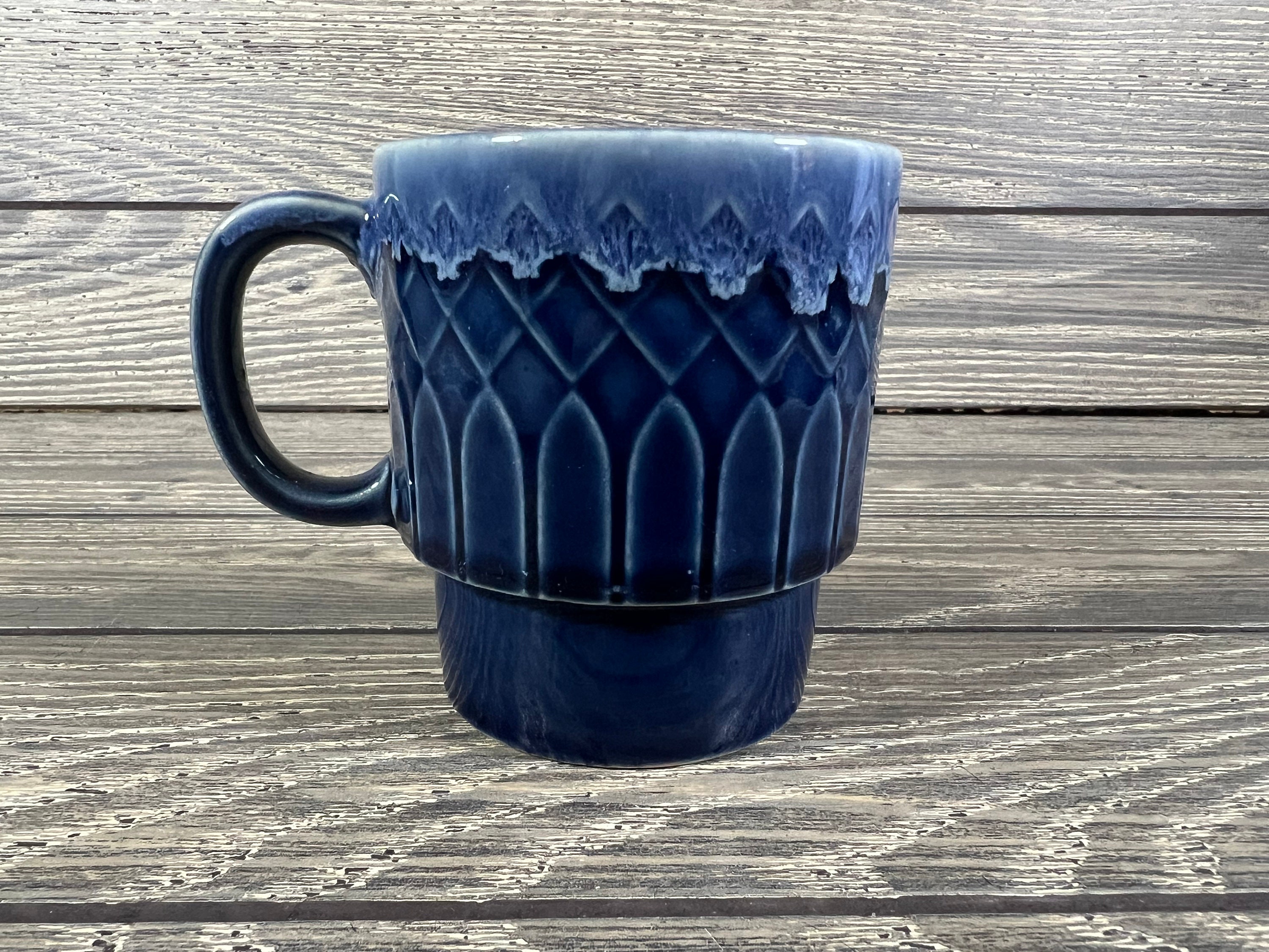 1970's Blue Drip Glaze Stacking Mug Made in Japan