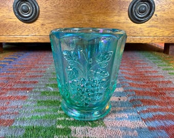 Westmoreland for Levay Teal Paneled Grape Carnival Shot Glass Toothpick Holder
