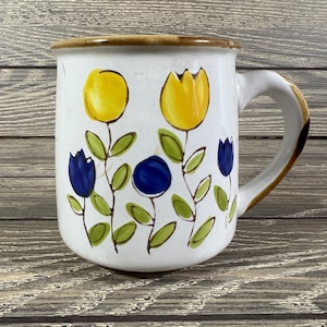 1960er Jahre Norleans Floral Steinzeug Becher Made in Korea