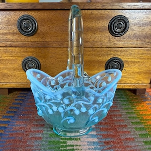 Fenton Blue Basket - Etsy