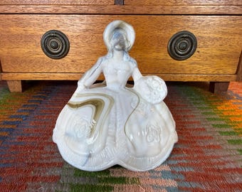 Vtg Southern Belle Olive Brown Slag Milk Glass Lamp Base