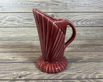Vase pichet éventail art déco marron en céramique