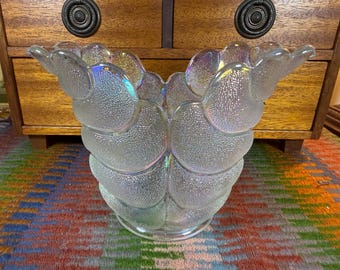 LE Smith Aurora Jewels Clear Iridescent Leaf Vase