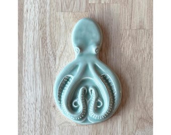 Handmade Ceramic Octopus Tile; Coastal Decor Backsplash Accent